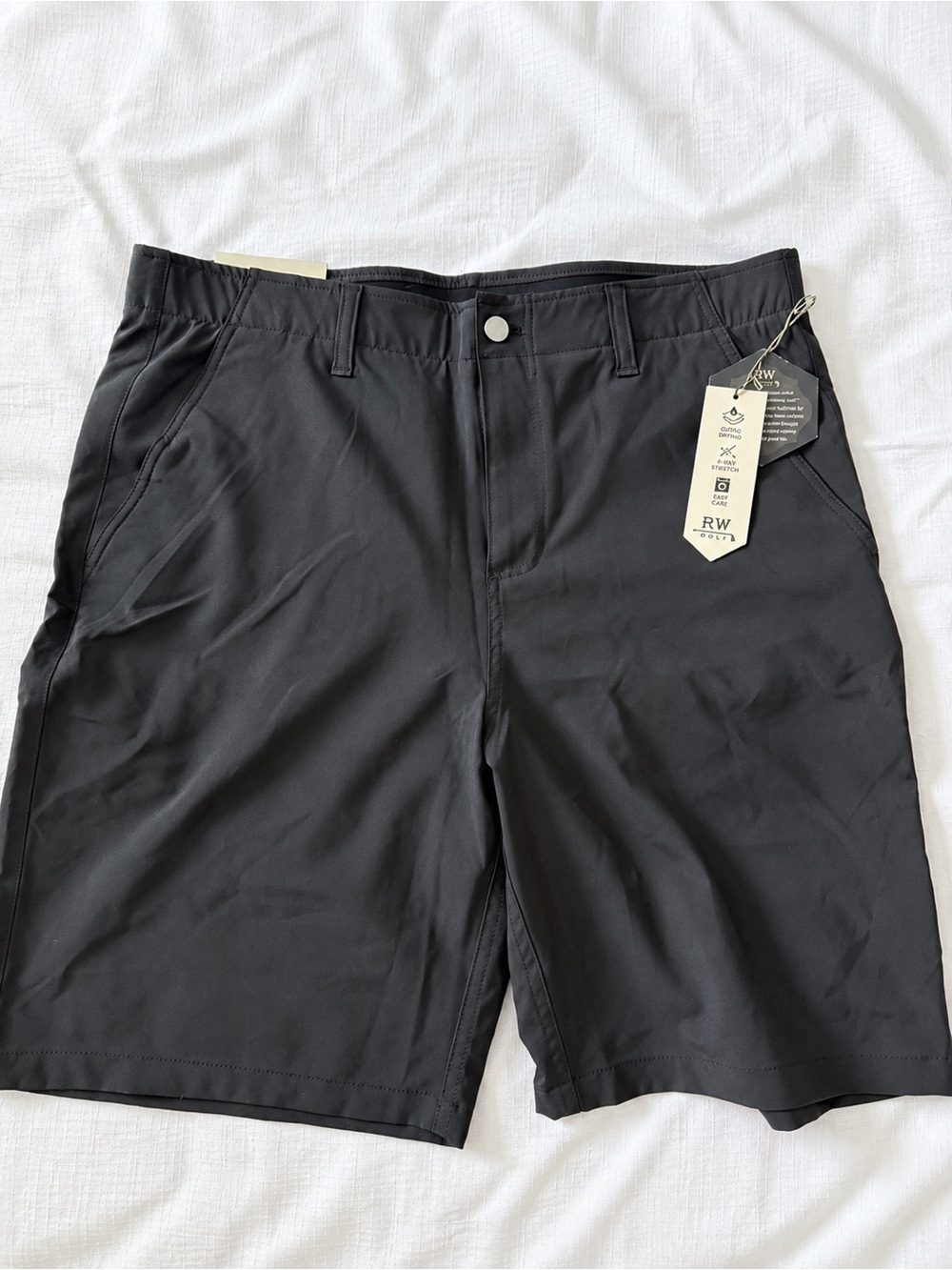 Rorie Whelan Golf Men’s Black Performance Shorts Size 36 9” Inseam NWT